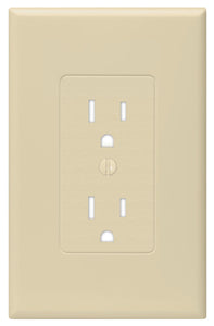 Wall Plate Covers Duplex Outlets, 1-Gang, Phenolic, Ivory