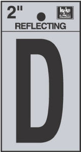 Address Letters, "D", Reflective Black/Silver Vinyl, Adhesive, 2-In.