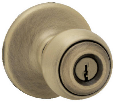 Security Polo Entry Lockset, Antique Brass