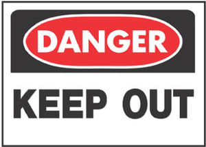 "Danger Keep Out" Sign, Red/Black Polypropylene, 10 x 14-In.