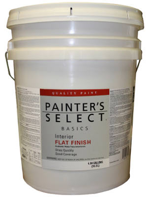 Basics Interior Paint, Flat, Latex,Tint Base, 5-Gal.
