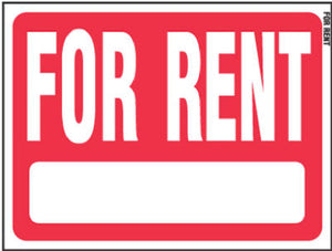 Sign, "For Rent", Red & White Heavy-Gauge Plastic, 18 x 24-In.