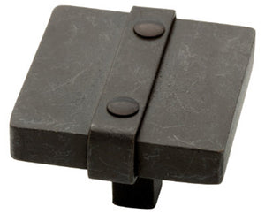 Cabinet Knob, Iron Craft Square, Wrought Iron, 1.5-In.