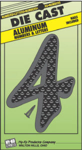 House Address Number "4", Black Die-Cast Aluminum, 4.5-In.