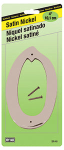 Address Number, Zinc With Satin Finish, 4-In., "0"