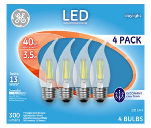 Decorative LED Light Bulbs, Daylight, Clear, 300 Lumens, 3.5-Watts, 4-Pk.