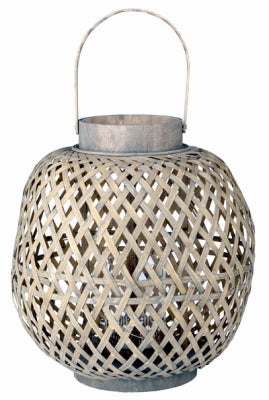 Wood Lattice Lantern, Oval, 13 x 14-In.