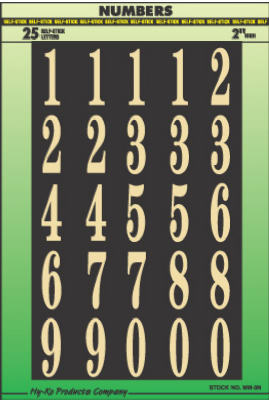 Address Number Set, Gold, Mylar Polyester, 2-In.