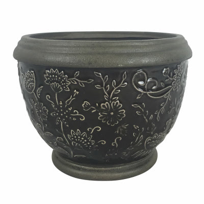 Gracie Ceramic Planter, Deep Gray Clay, 8-In.
