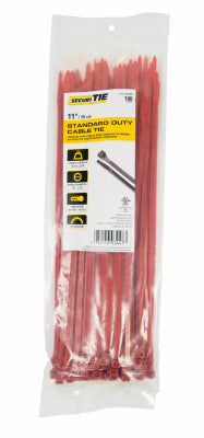 Standard Duty Cable Tie, Red, 11-In., 100-Pk.