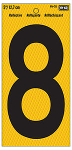 Address Number, Reflective Yellow & Black, 5-In., "8"