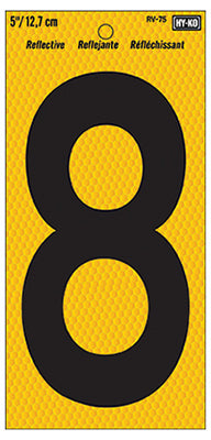 Address Number, Reflective Yellow & Black, 5-In., 