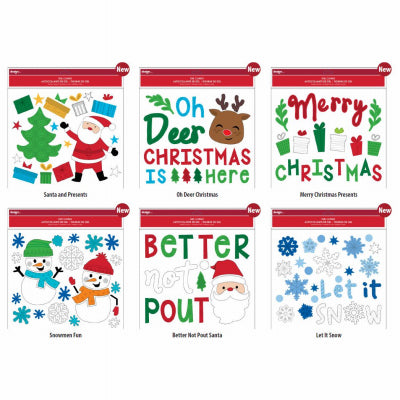 Christmas Gel Clings, Assorted, 11-1/2 x 12-In., 25-Pk.