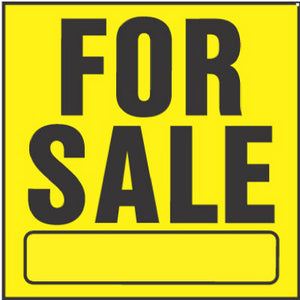 Sign, "For Sale", Yellow/Black Plastic, 11 x 11-In.