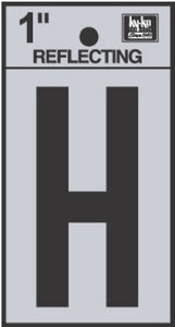 Address Letters, "H", Reflective Black/Silver Vinyl, Adhesive, 1-In.