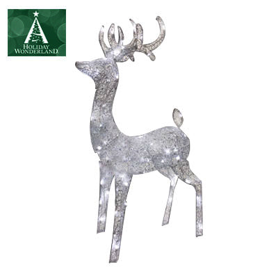 LED Christmas Yard D cor, Silver Morphing Buck, 60 Lights, 52-In.