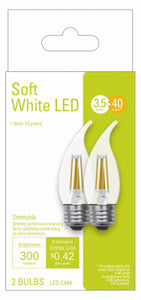 LED Light Bulbs, Soft White, Clear, 300 Lumens, 3.5-Watts, 2-Pk.