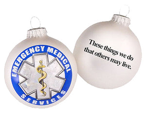 Glass Christmas Ornament, EMS First Responder, 3.25-In.