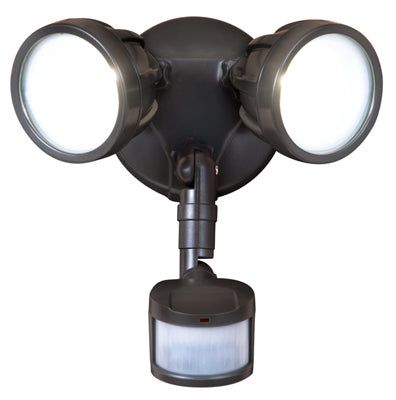 LED Security Light, Twin Head, 180-Degree Motion, Bronze