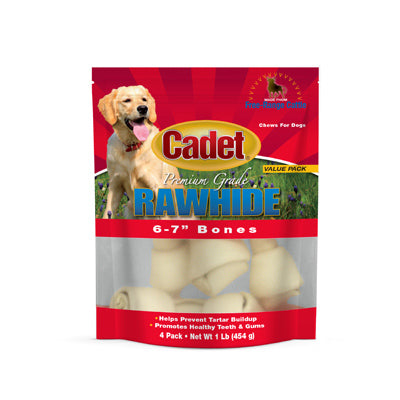 Gourmet Dog Treats, Rawhide Bones, 6-7-In., 4-Pk.