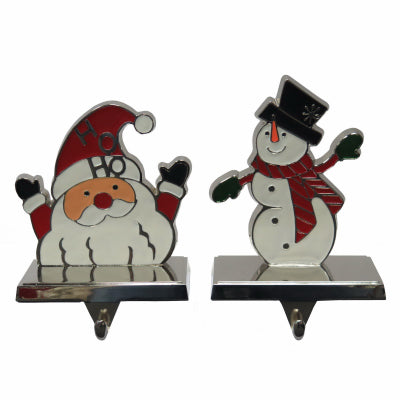 Stocking Hanger, Santa & Snowman, 7-In.