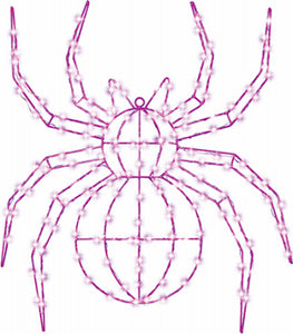 LED Halloween Decoration, Flat Spider, 150 Purple Lights, 24-In.