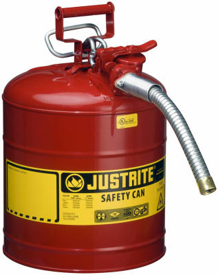 Safety Gas Can, Red Metal, 5-Gallons
