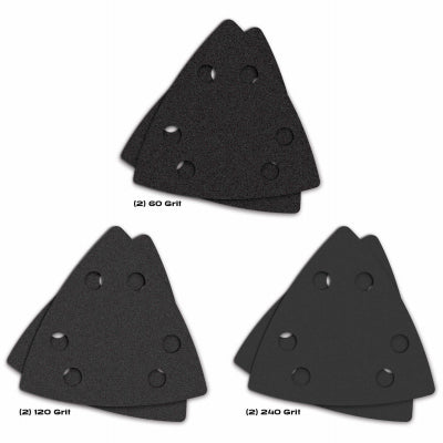 One Fit Triangle Sandpaper, 3 Grit Variety, For Oscillating Tool, 6-Pk.