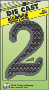 House Address Number "2", Black Die-Cast Aluminum, 4.5-In.