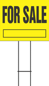 Sign, "For Sale", Yellow & Black Plastic, 20 x 24-In.
