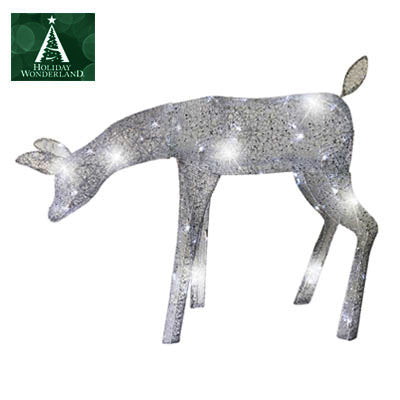 LED Christmas Yard D cor, Silver Morphing Doe, 39-In.