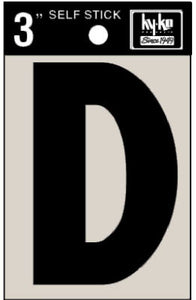 Address Letters, "D", Black Vinyl, Adhesive, 3-In.