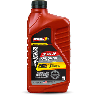 High-Mileage Motor Oil, Synthetic Blend, 5W-30, 1-Qt.
