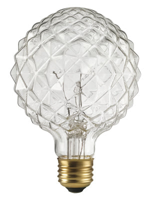 Crystalina Designer Glove Bulb, Faceted, Incandescent, 220 Lumens, 40-Watts