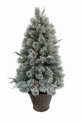 Christmas Porch Tree, Flocked, 70 Clear Lights, 4-Ft.