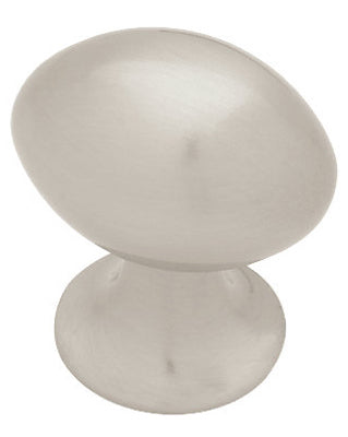 Cabinet Knob, Small Football, Satin Nickel, 1-In.