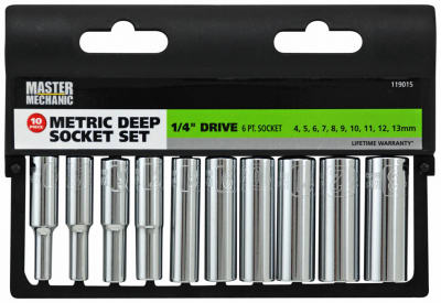 10-Pc. Metric Deep Socket Set, 1/4-In. Drive