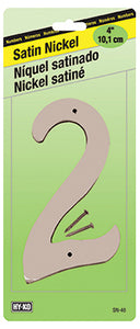 Address Number, Zinc With Satin Finish, 4-In., "2"
