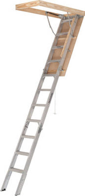 Attic Ladder, Slip Resistant Steps, T-Handle, 25-1/2 x 54-In.