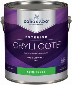 Cryli-Cote Exterior Acrylic House Paint, Semi Gloss, Tintable White, Gallon