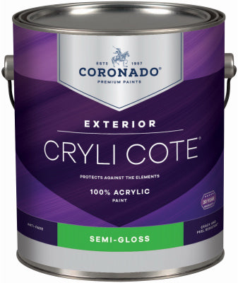 Cryli-Cote Exterior Acrylic House Paint, Semi Gloss, Tintable White, Gallon