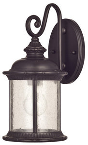 Wall Light Fixture, Outdoor, Oil-Rubbed Bronze & Clear Seeded Glass, 100-Watt, 6.5 x 13.25-In.