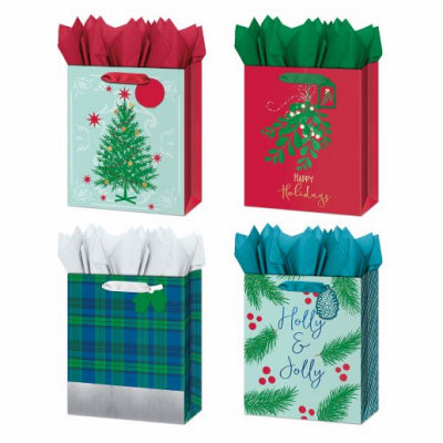 Gift Bags, Large, Contemporary, 10 x 12 x 5-In.