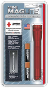 Mini Incandescent Flashlight Combo Pack, 14-Lumens, Red Aluminum