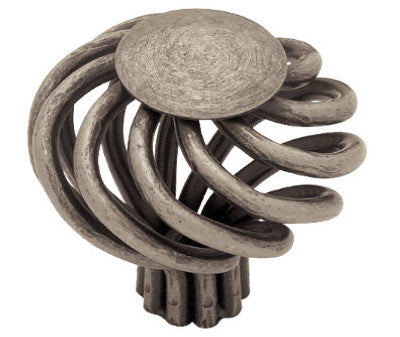 Cabinet Knob, Large Wire Swirl, Pewter, 1-5/8-In.