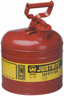 Safety Gas Can, Red Metal, 2-Gallons