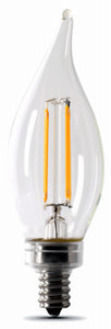 LED Chandelier Light Bulbs, Flame Tip, Candelabra Base, Soft White, 500 Lumens, 5.5-Watts, 2-Pk.