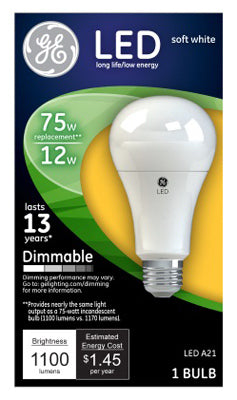 LED Light Bulb, Soft White, Dimmable, 1100 Lumens, 12-Watts