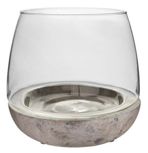 Cement/Glass Terrarium, 6.75-In. x 6-In.