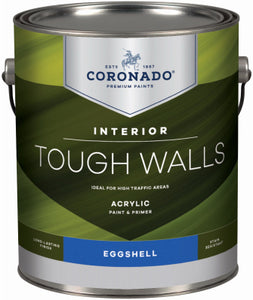 Tough Walls Interior Latex Paint & Primer In One, Eggshell, Tintable White, Gallon